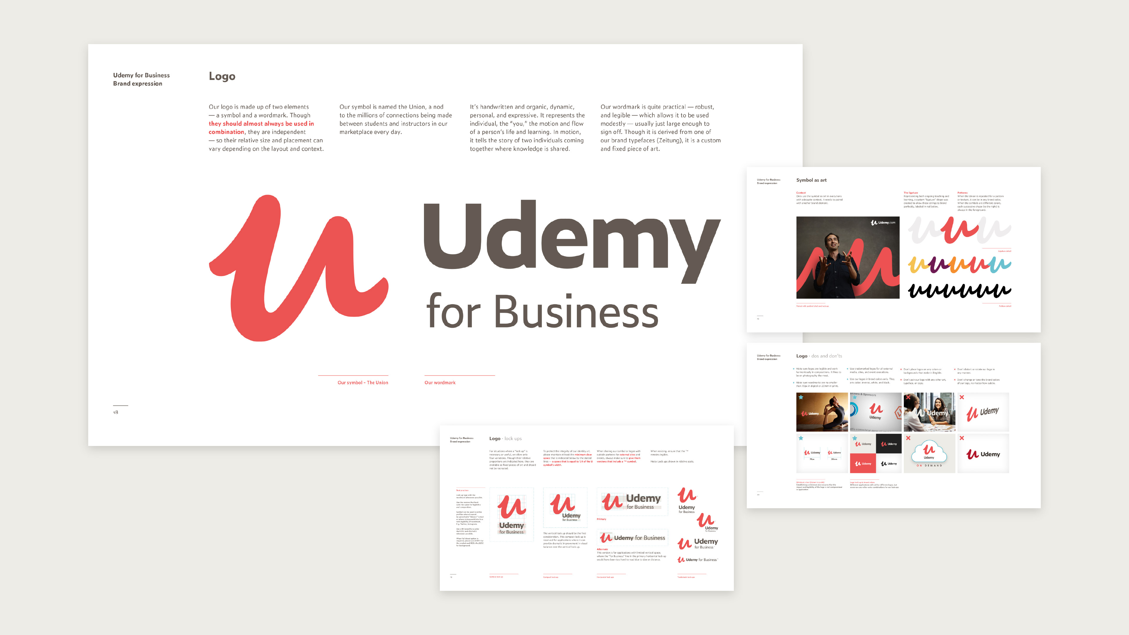 Udemy for Business Brand Book - Screenshot of the logo guidelines pages.